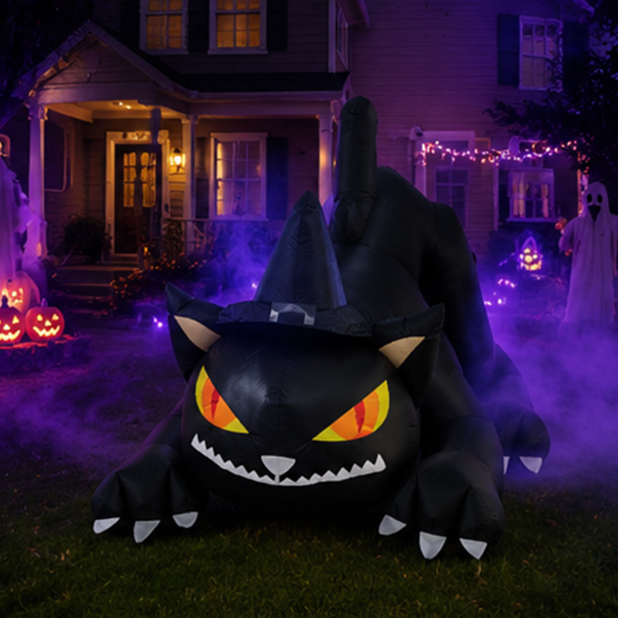 6FT Long Black Cat Halloween Inflatable Yard Decor