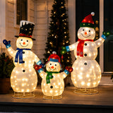 Lighted Snowman Set Christmas Yard Decor Warm White LED