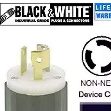 Non-NEMA Locking Plug Industrial Black White