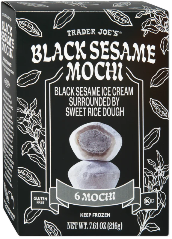 Black Sesame Mochi Ice Cream Sweet Rice Dough Dessert 7.61 Oz