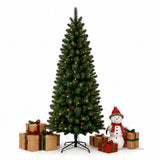 7.5FT Pre Lit Pencil Christmas Tree with Pinecones LED