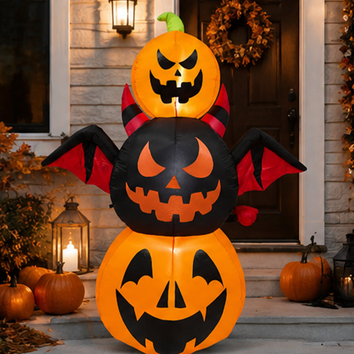 6FT Pumpkin Devil Halloween Decoration 3 Piece Set