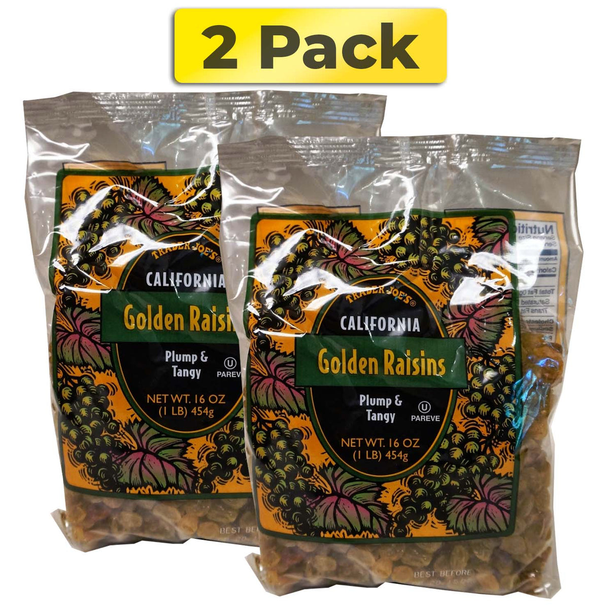 Trader Joe's California Golden Raisins, Plump & Tangy /160z., 454g.