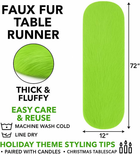 Faux Fur Table Runner Lime Green