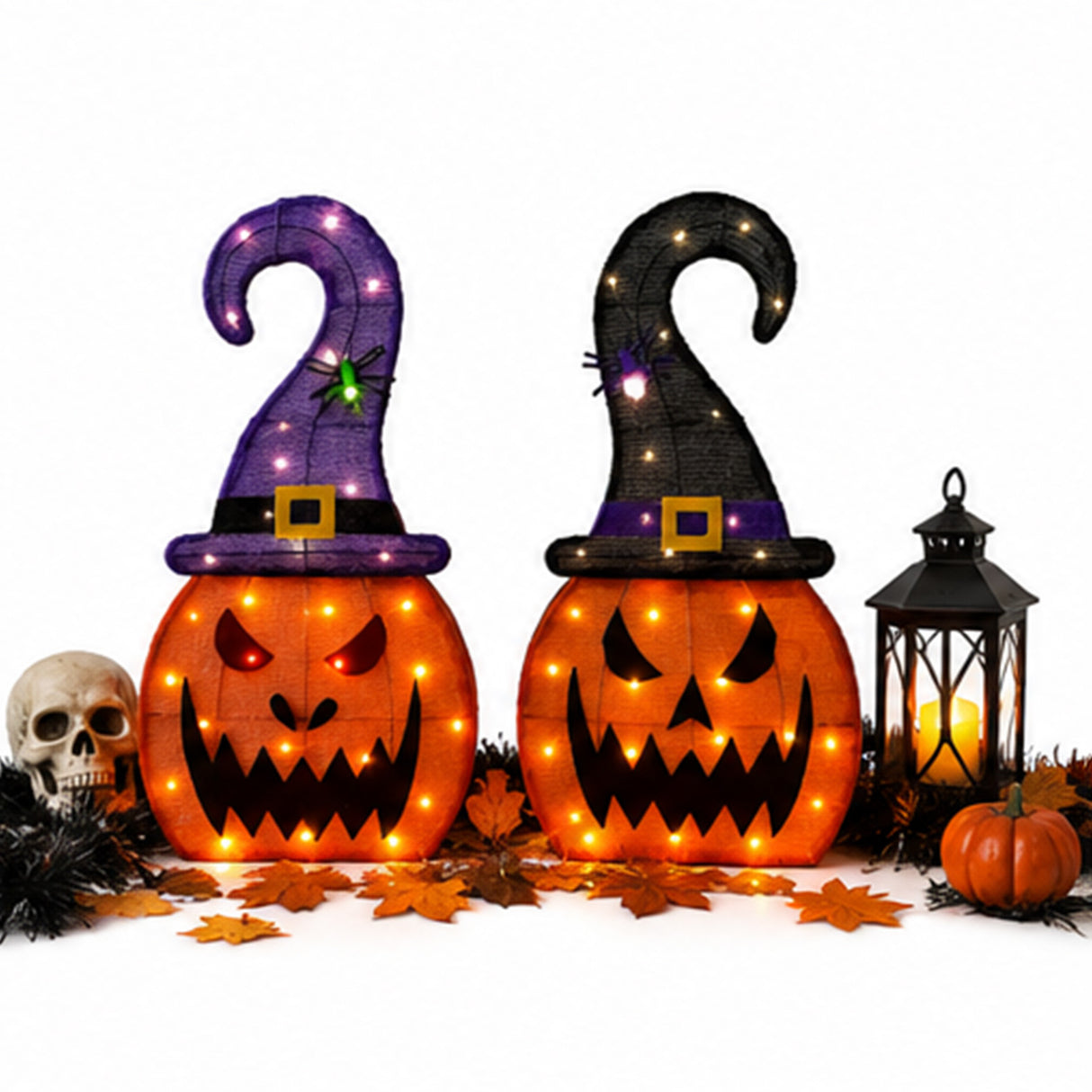 28 Inch Pumpkin Witch Hat Halloween Decoration Set 2 Pcs
