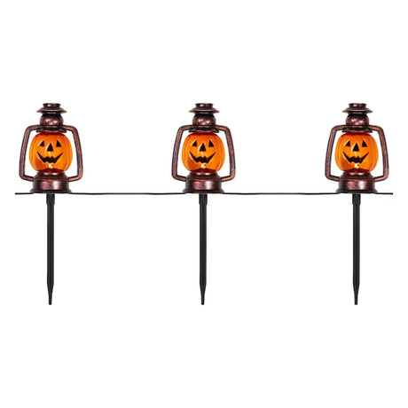 Northlight 165 in Freestanding Lighted Jack-O-Lantern Craft Pumpkin 3 Pack Halloween Decoration