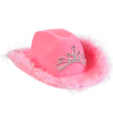 Light-Up Tiara Pink Cowgirl Hat With Feathers