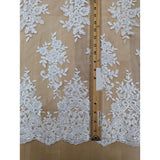 Bridal Lace With Sequins Polyester Lace Fabric - Multiple Colors, Corded Floral, Scalloped Edges, 50/51" Width (1 Yard)