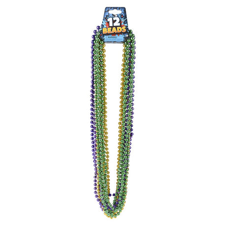 Mardi Gras Beads 33" 7 mm Purple/Green/Gold (1 DZ)