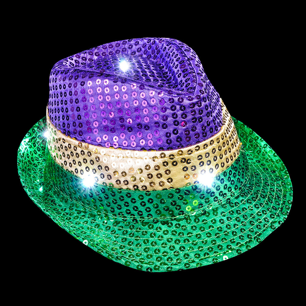 Mardi Gras Light-Up LED Fedora