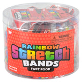 Fast Food Rainbow Silicone Stretch Bands (144 Pc Can)