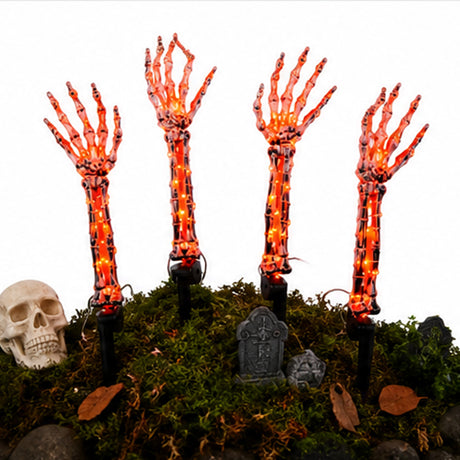 Orange Light Ghost Hands Halloween Decor 2 Pair Set