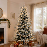 7.5FT Pre Lit Flocked Christmas Tree Warm White LED