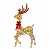 48 Inch Champagne Wicker Reindeer Warm White LED Decor