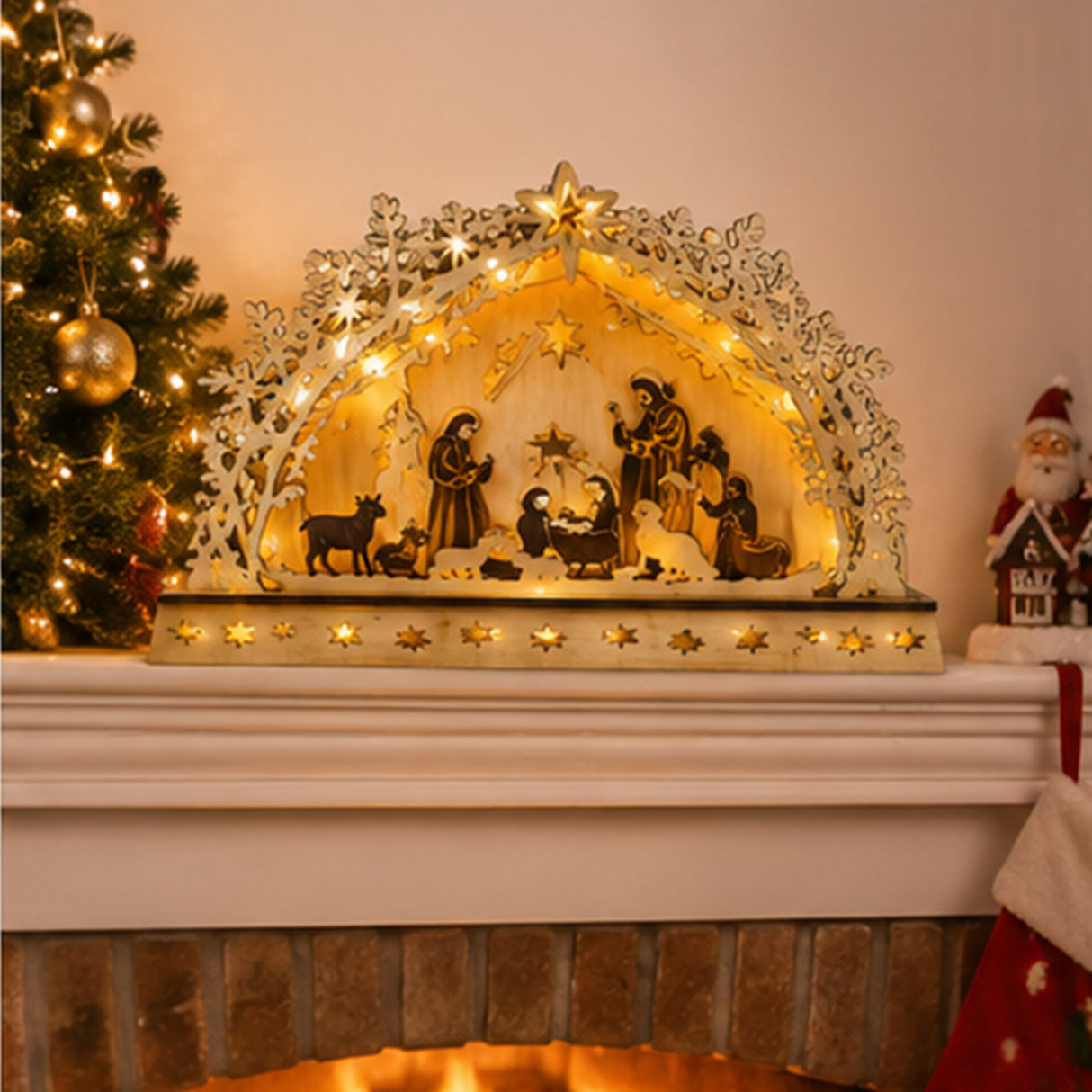 LED Christmas Decor MDF Holiday Lighted Table Display