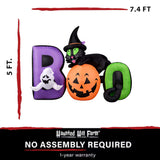 5ft Lighted Jack-o-Lantern Inflatable Boo Sign with Cat Ghost