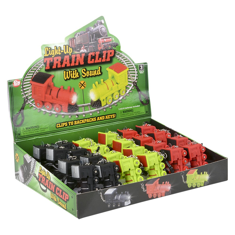 Light-Up Train Backpack Clip With Sound (24 Pc Display Box)