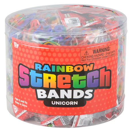 Unicorn Rainbow Silicone Stretch Bands (144 Pc Can)