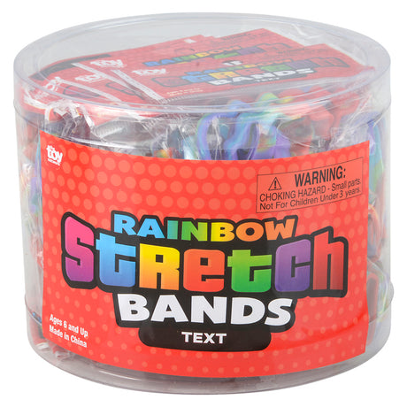 Rainbow Silicone Stretch Bands (144 Pc Can)