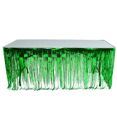 Green Metallic Fringe Table Skirt 144" x 30"