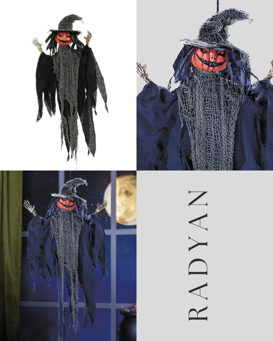 2 Ft. Hanging Pumpkinhead Man with Hat Halloween Decoration