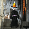 2 Ft. Animated Light-Up Giggling Witch with Black Dress Halloween Decoration