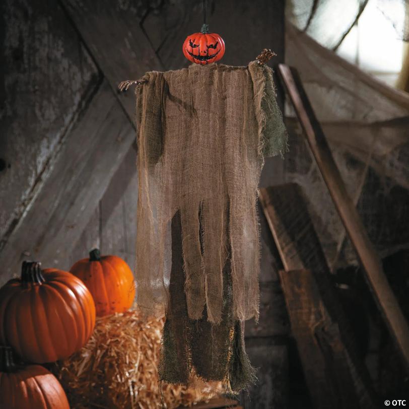 2 Ft. Hanging Green Pumpkin Man Halloween Decoration