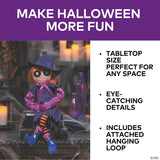 2 Ft. Hanging Mischievous Black & Purple Witch Doll Halloween Decoration