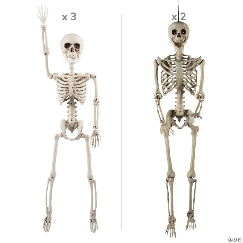 2 Ft. - 5 Ft. Posable Plastic Skeleton Family Halloween Decorating Kit - 5 Pc.