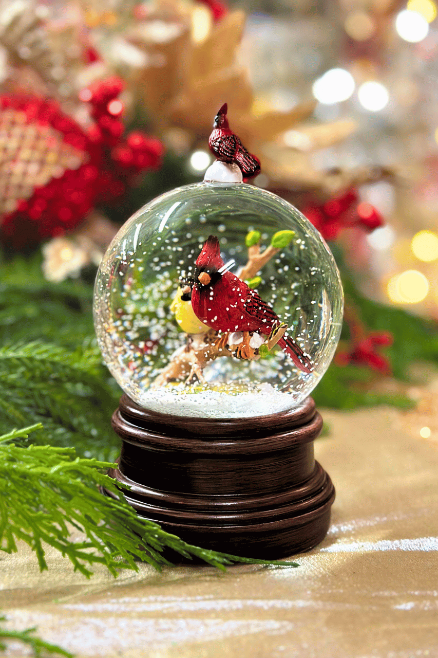 8" Penguin or Cardinal Snow Globe