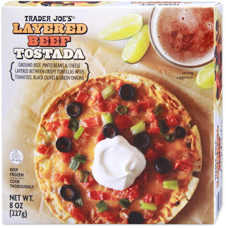 Layered Beef Tostada Frozen Mexican Style Crunchy Meal 8 Oz