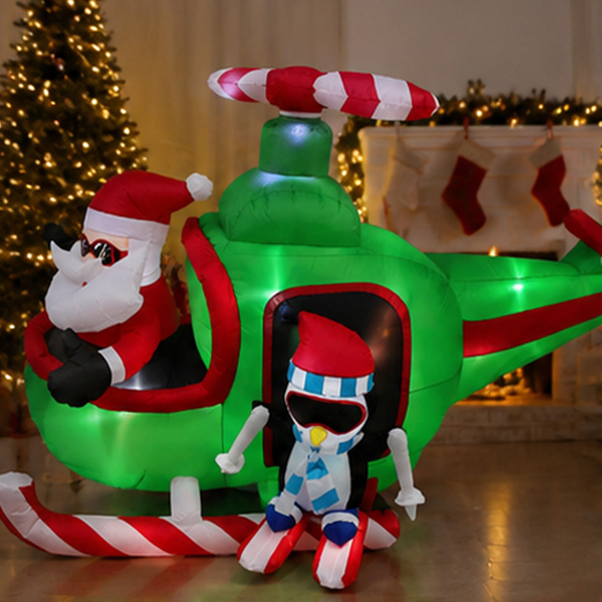 5FT Santa Claus Helicopter Outdoor Christmas Decor