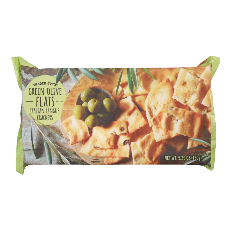 Galletas italianas Lingue con aceitunas verdes planas 5.29 oz