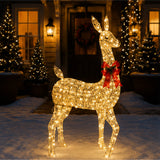 89" Lighted Wicker Doe Outdoor Christmas Decoration