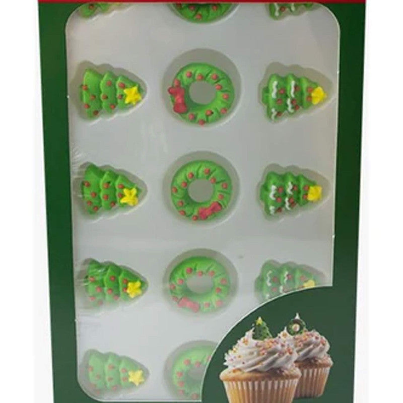Holiday Cake Decorations – Edible Christmas Mix 15 Count