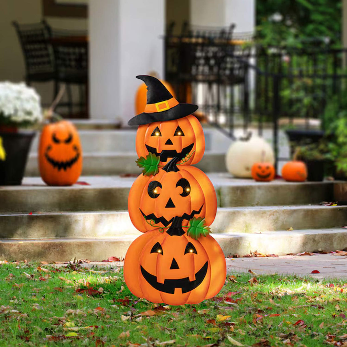 Glitzhome 331ft Lighted Jack-O-Lantern Yard Decoration Halloween Pumpkin Stake