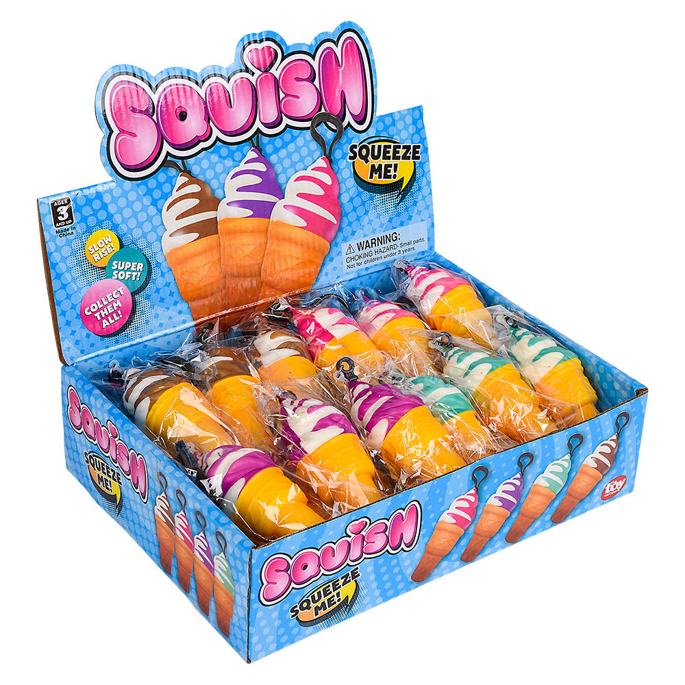Squish Ice Cream Cone Backpack Clip (24 Pc Display)