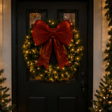 36" Lighted Christmas Garland with Red Bow Decor