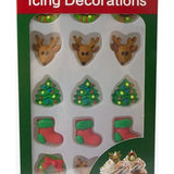 Christmas Assorted Edible Cake Toppers Tree Reindeer Wreath 15pcs