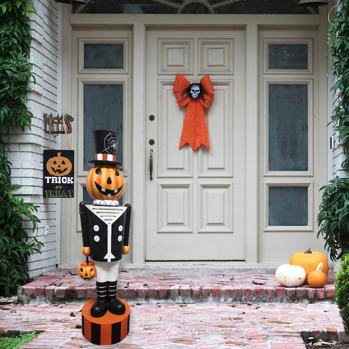 4ft Lighted Jack-o-Lantern Nutcracker Resin Porch Decoration