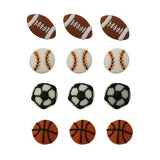 Sports Ball Royal Icing Cake Toppers 12 Pack Edible Cupcake Decorations