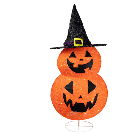 2.83 Feets Lighted Jack-o-Lantern Witch Hat Yard Decoration