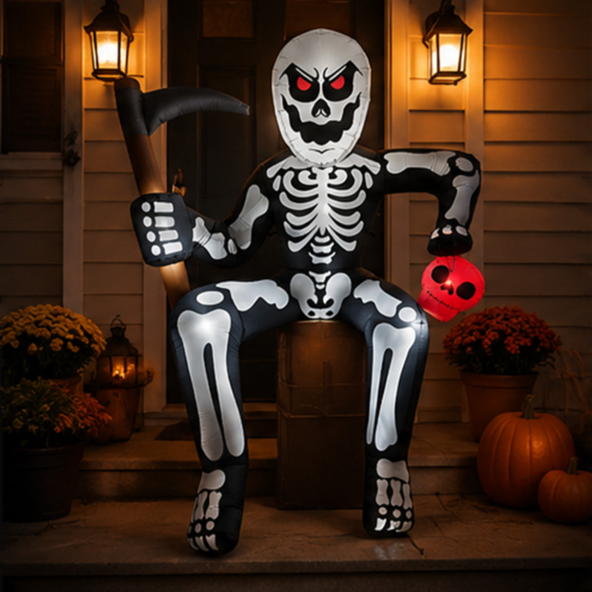 8.5FT Skeleton on Roof Halloween Inflatable Yard Decor