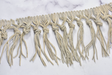 Faux Leather Fringe Trim Beige 4 Inch