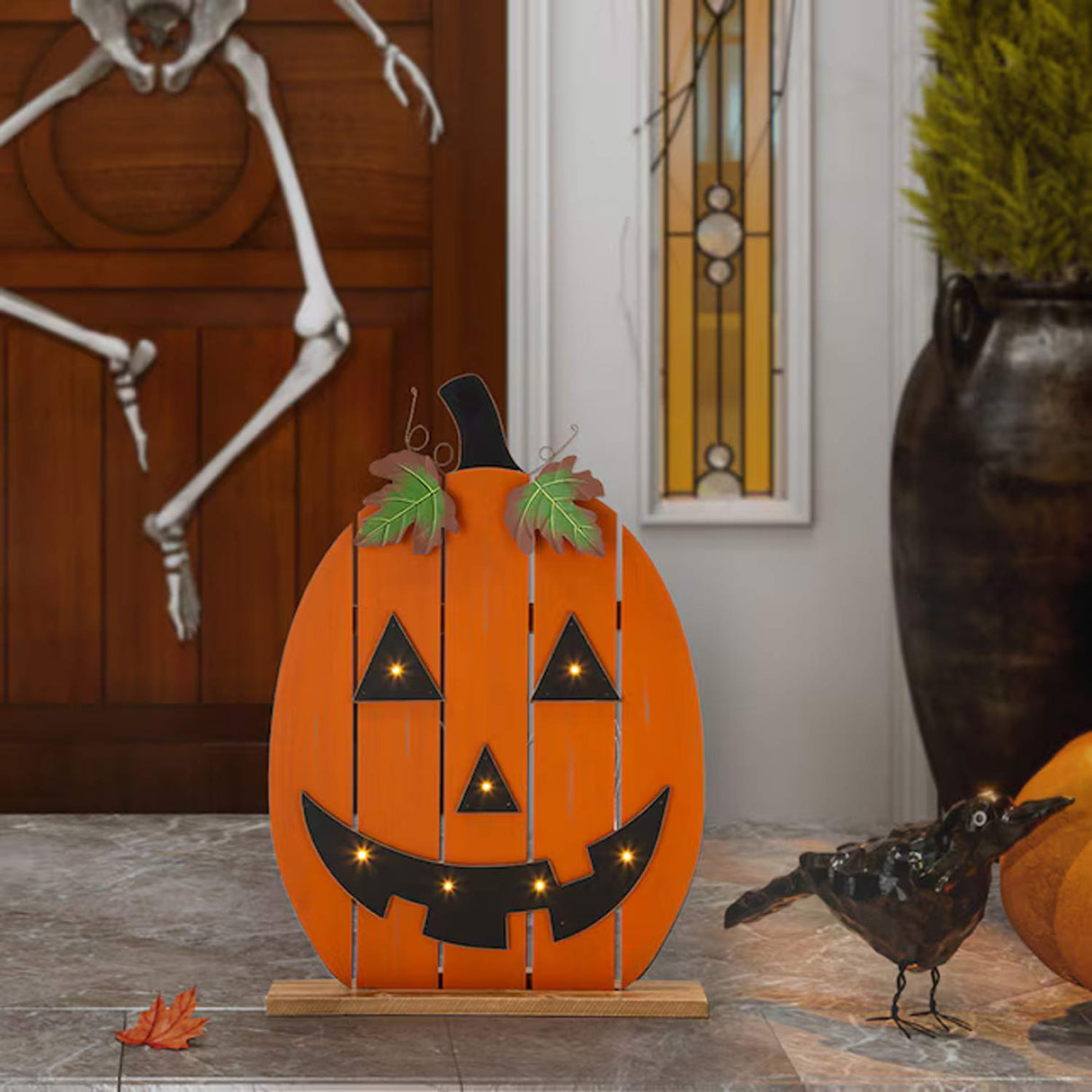 2.48ft Glitzhome Oversized Lighted Jack-o-Lantern Halloween Decoration Sign