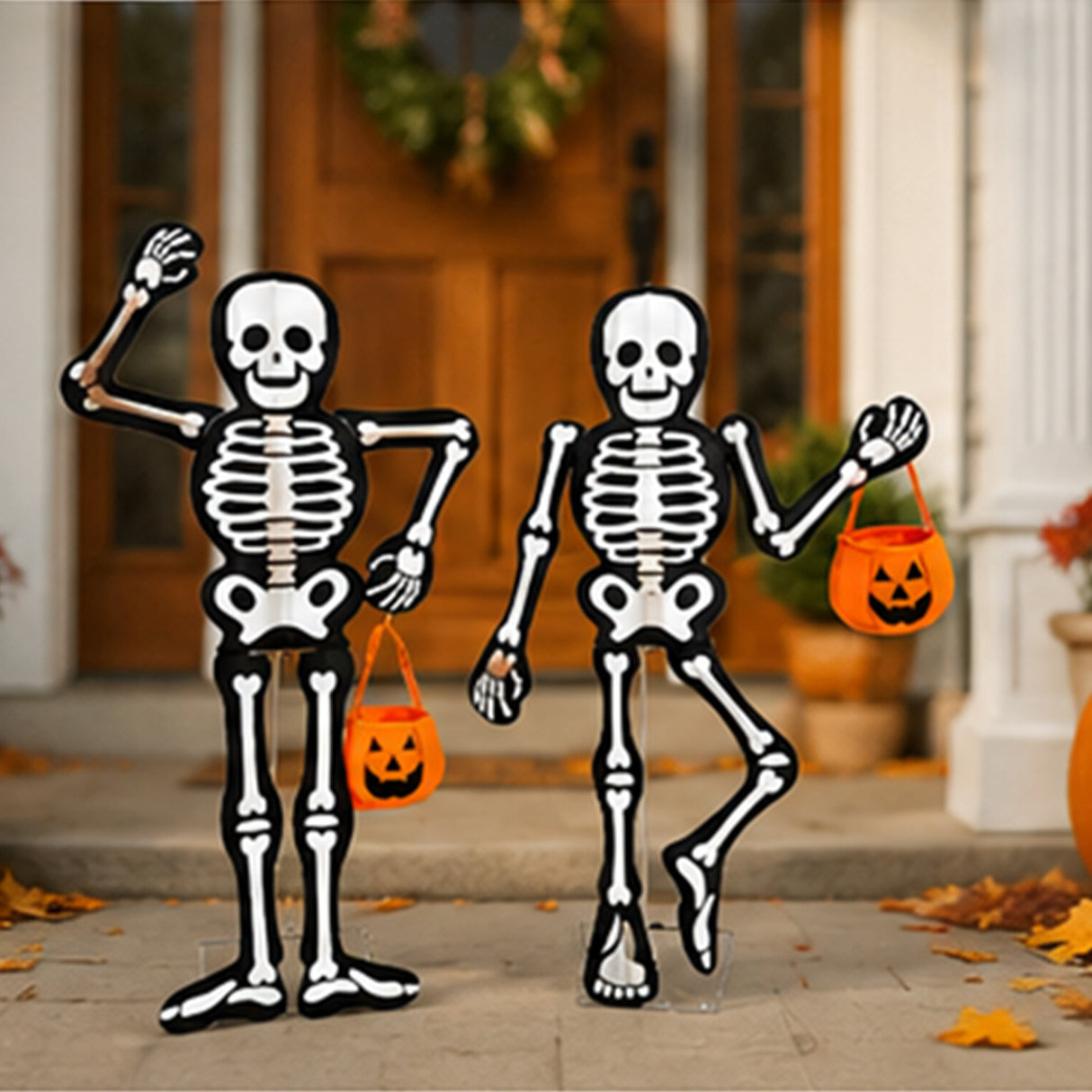 2-Pack LED Skeleton Halloween Yard Decorations Set