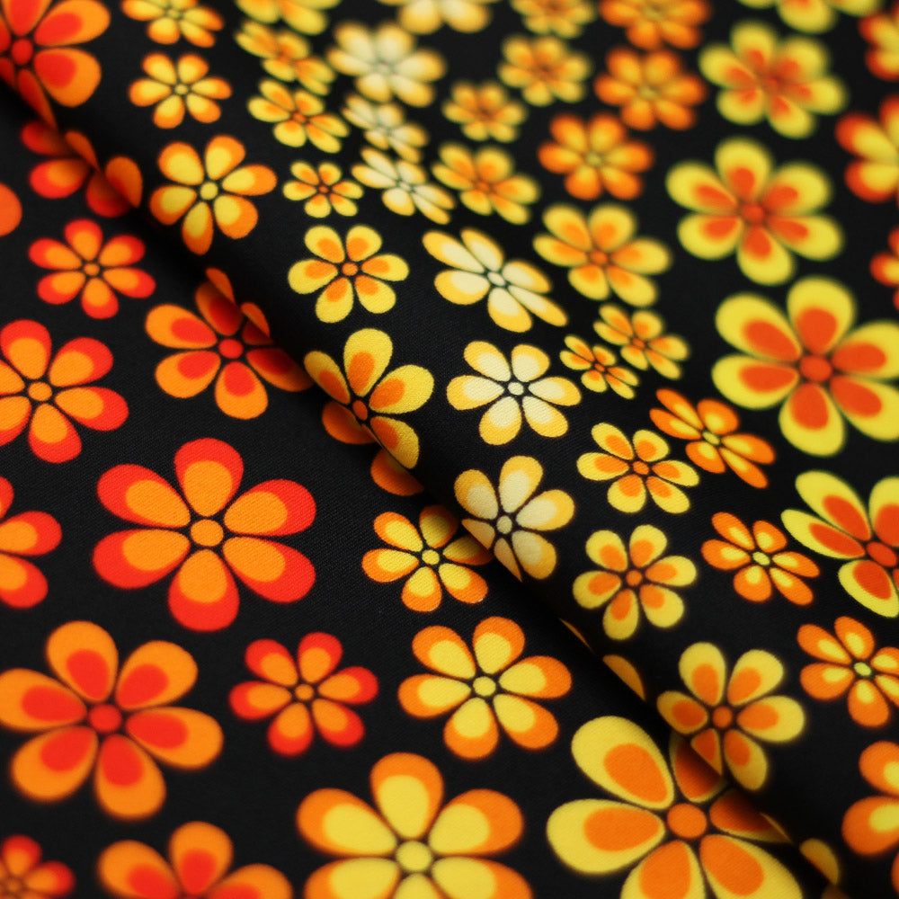 Floral Trance Nylon Spandex Fabric - Multi-Color Floral Print, 58-60" Width (1 Yard)
