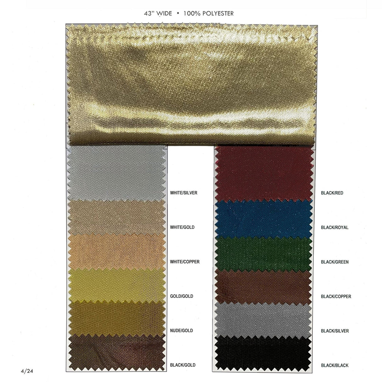 Liquid Lame Polyester Fabric - Shimmering Metallic Finish, 43" Wide (1 Yard)