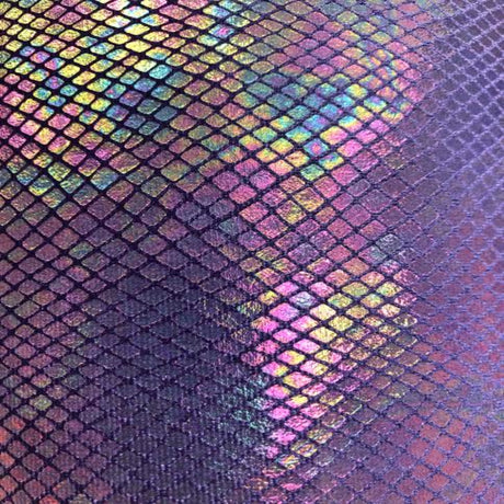 Venom Iridescent Snakeskin Stretch Velvet Spandex Fabric - 90 Percent Polyester 10 Percent Spandex, 4-Way Stretch, 60" Width (1 Yard)