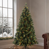 6FT Pre Lit Christmas Tree with Pinecones Warm White